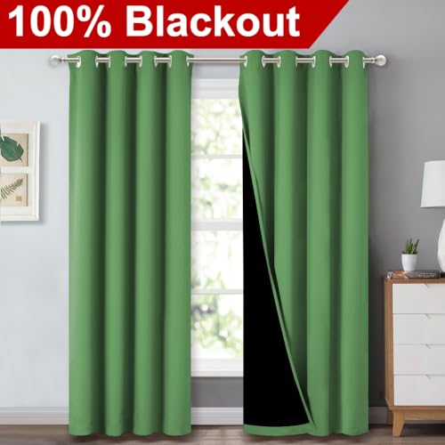 100% Blackout Curtains 84 inches Long (Forest Green / 52"W x 84"L (Pack of 2))