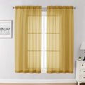 Sheer Curtains 63 Inch Length 2 Panels (Gold / 42"W x 63"L (Pack of 2))