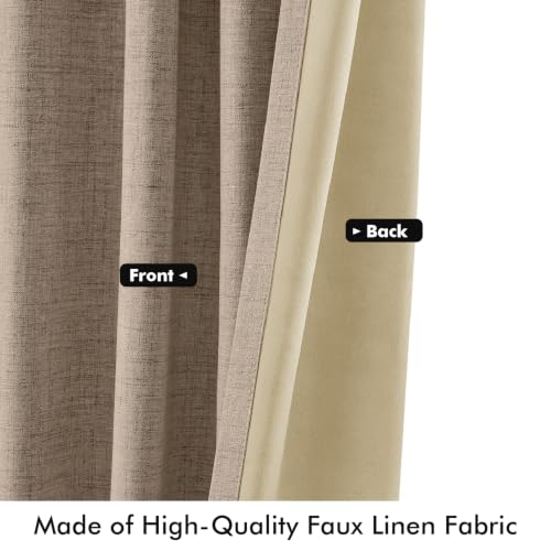 100% Blackout Linen Curtains 42 x 90 Inch Copper Brown 2 Panels (Copper Brown / 42"W x 90"L (Pack of 2))