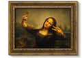 Vintage Gold Frame Funny Mona Lisa Selfie Canvas Wall Art 9x11in (Mona Lisa Selfie / 11"L x 9"W)