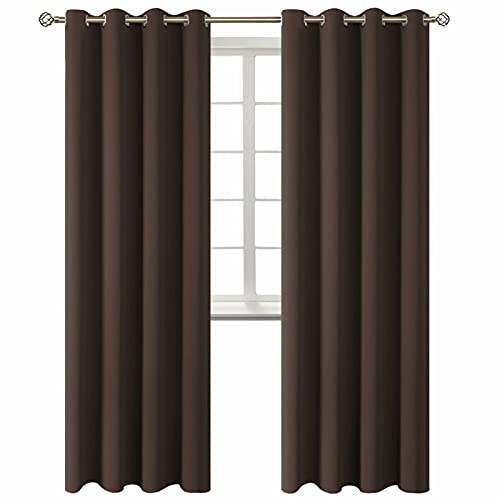 Blackout Curtains for Living Room (Brown / 52"W x 84"L (Pack of 2))