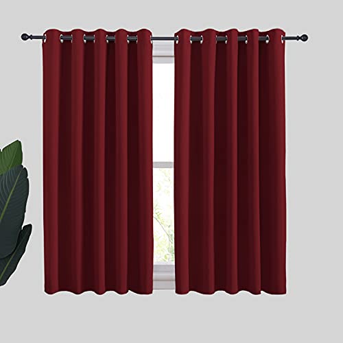 Christmas Burgundy Window Curtains Blackout Drapes (Burgundy Red / 70"W x 54"L (Pack of 2))