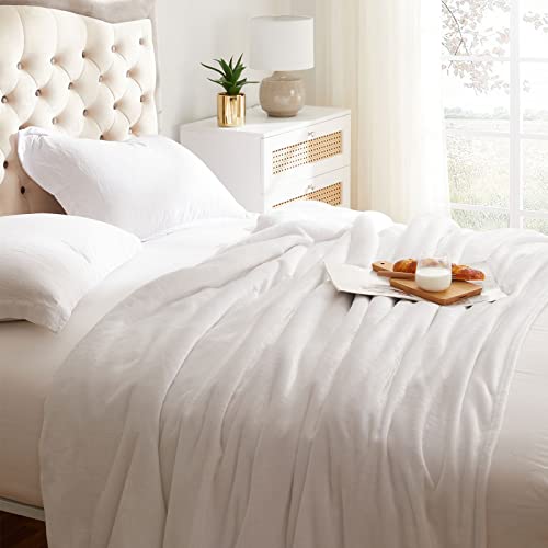 Fleece Blanket Twin Size White Lightweight Throw Blanket Super Soft Cozy Microfiber Blanket 60x80 Inches (White / Twin(60"x80"))