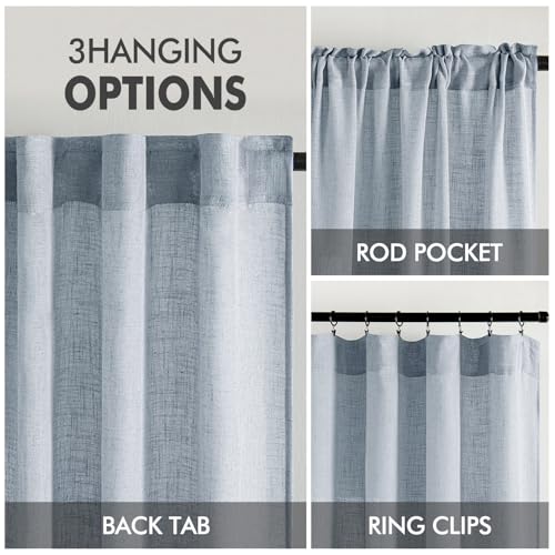Chambray Blue Linen Curtains 52x72 Inch Long for Bedroom Living Room (52"W x 72"L (Pack of 2) / Chambray Blue)