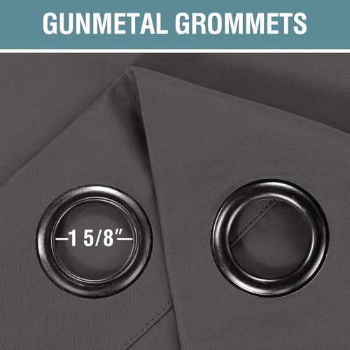 Blackout Grey Curtains for Patio Door Thermal Insulated Living Room Curtains (52"W x 90"L (Pack of 1) / Charcoal Gray)