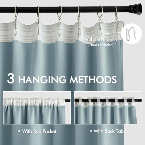 Slate Blue Back Tab Blackout Curtains 52x90 Inch Long 2 Panels Set (Slate Blue / 52"W x 90"L (Pack of 2))