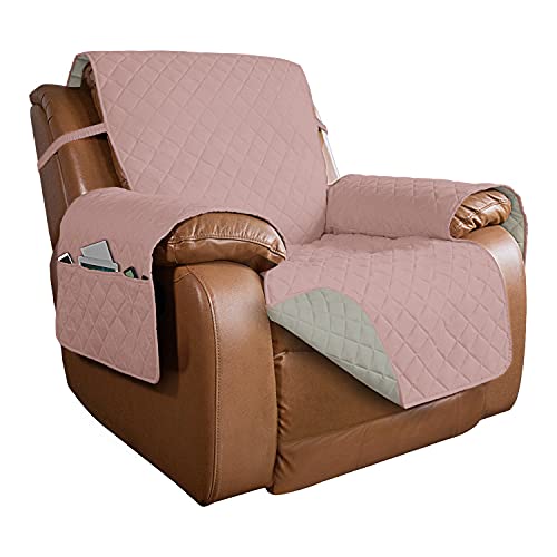 Reversible Recliner Chair Covers Couch Covers for Dogs (Large Recliner / Pink/Beige)