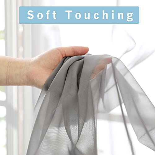 Sheer Curtains Grey 45 Inches Long (Grey / 42"W x 45"L (Pack of 2))