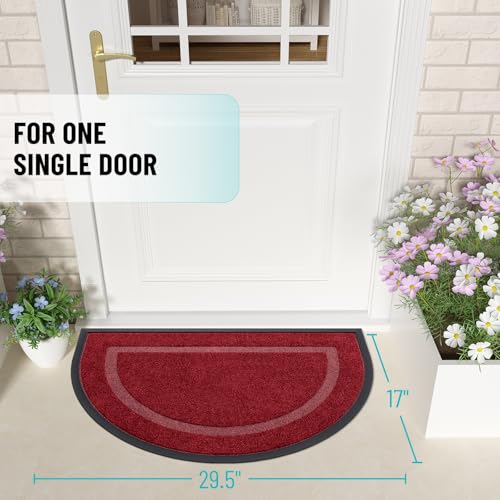 Half Circle Front Door Mat Outside 29.5x17 All (Wine Red / 29.5" x 17")