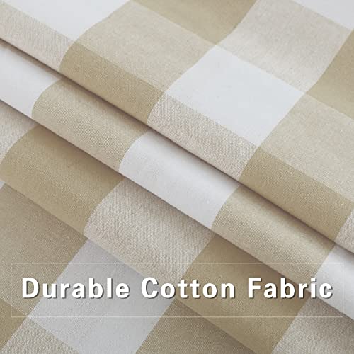 Buffalo Check Window Curtains 54 inches Long Living Room Cotton Curtain Panels Bedroom Plaid Gingham Farmhouse Decor Curtains Rod Pocket Kitchen Basement 2 Panels Beige White 52"x54" (52"W x 54"L (Pack of 2) / Beige+white)