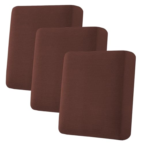 Super Stretch Individual Seat Cushion Covers Sofa Covers Couch Slipcover Sets Thick Jacquard Textured Twill Fabric (Burnt Brick / 3 Cushion Sofa)