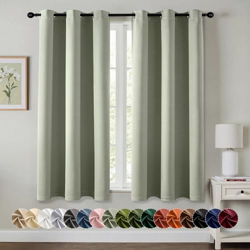 Blackout Curtains for Bedroom 2 Panels 40 x 40 Inch Long Sage Green (Sage Green / 40"W x 40"L (Pack of 2))