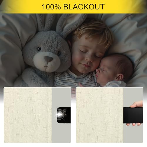 Living Room Curtains Ideas Modern Black Out Curtains for Bedroom Windows Treatments 84 Heat & Cold Blocking Drapes for Sliding Glass Door Back Tab 2 Panels Cottage Linen Textured Cream Beige (Cream Beige / 52"W x 84"L (Pack of 2))