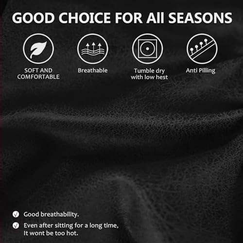 Leather Look Couch Cushion Covers Sofa Seat Slipcovers Sets Couches Furniture Protector for Sectional Armchair Loveseat Pets Kids Stretch Spandex Fabric (3 T-Cushion Sofa / Black)