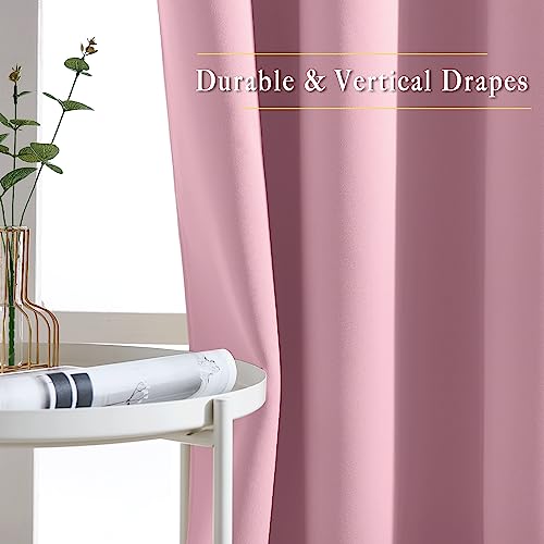 Blackout Curtains 54 inch Length for Bedroom (Crystal Pink / 46"W x 54"L (Pack of 2))