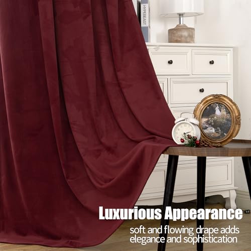 Extra Long Velvet Curtains 108 Inch Length for Living Room (Burgundy / 52"W x 108"L (Pack of 2))