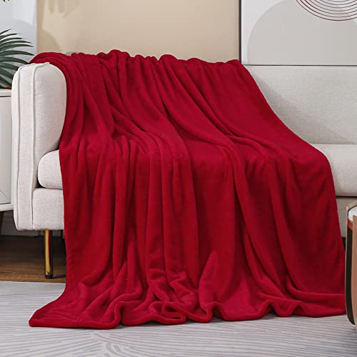 Red Fleece Plush Throw Blanket 108"x90"for Couch Sofa Fuzzy Cozy Flannel (Red / King(108"×90"))