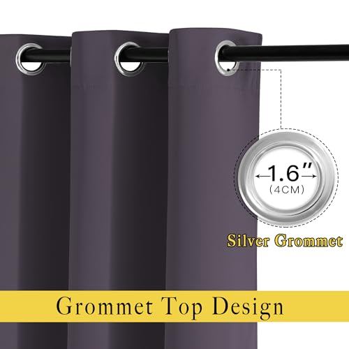 Blackout Curtain Panels 45 inches (Greyish Purple / 52"W x 45"L (Pack of 2))