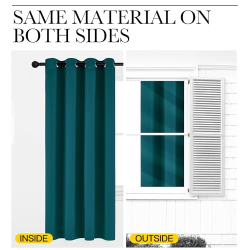 Faux Silk Teal Curtains & Drapes for Bedroom (Teal / 52"W x 63"L (Pack of 2))