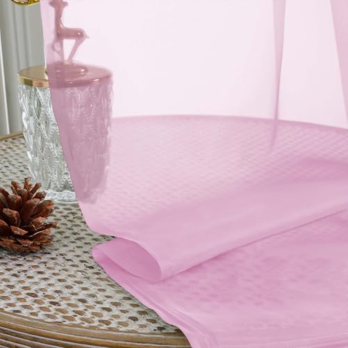 Sheer Light Pink Curtains 108 Inches Long 2 Panels Set (Light Pink / 59"W x 108"L (Pack of 2))