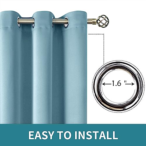 Greyish Blue Room Darkening Curtains 63 Inch for Bedroom (Greyish Blue / 42"W x 63"L (Pack of 2))