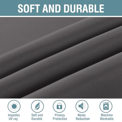 Microfiber Blackout Grey Curtains for Patio Door Thermal Insulated Living Room Curtains (52"W x 96"L (Pack of 1) / Charcoal Gray)