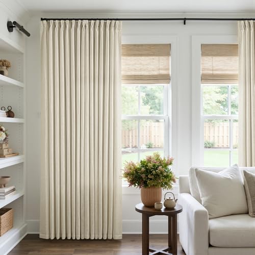 Extra Wide Pinch Pleat 100 x 84 Inch Linen Semi Sheer Curtains 1 Panel (Linen / 100"W x 84"L (Pack of 1))