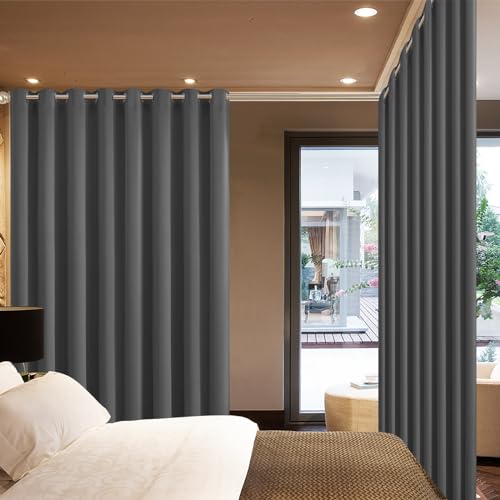 Charcoal Grey Room Darkening Curtains 84 inch Sliding Door Drapes (Charcoal Grey / 100"W x 84"L (Pack of 1))