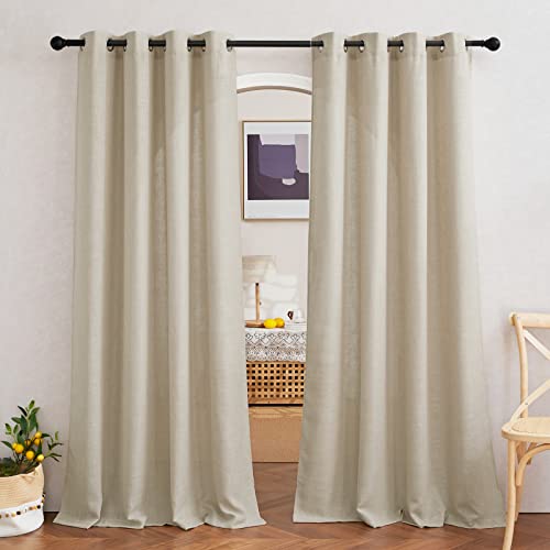 Light Filtering Linen Curtains 84 inch Long 2 Panels Set (52"W x 84"L (Pack of 2) / Linen Taupe)