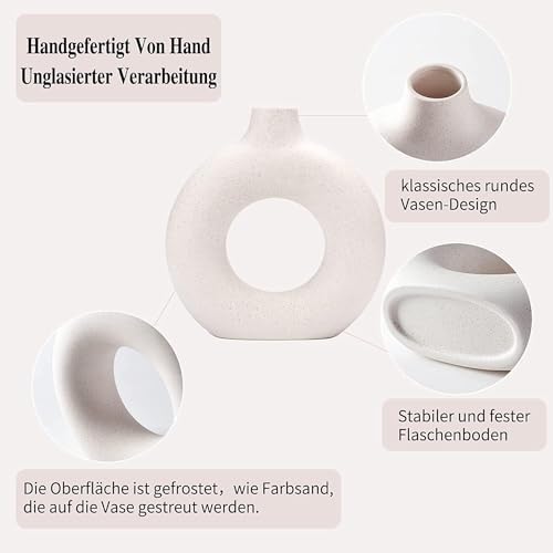 White Ceramic Donut Vase Set of 2 (White / Donut Set of 2)