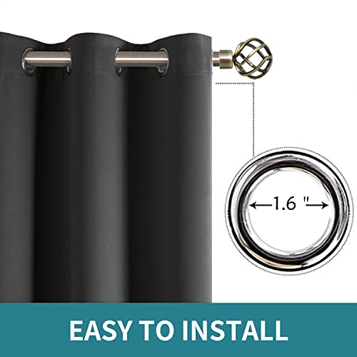 Blackout Curtains for Bedroom (Dark Grey / 38"W x 63"L (Pack of 2))