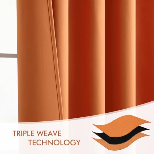 Fall Orange Back Tab Blackout Curtains 52x84 Inch Length 2 Panel Set (Orange / 52"W x 84"L (Pack of 2))
