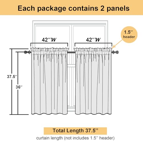 Light Pink Sheer Curtains 36 Inch Length 2 Panels (Light Pink / 42"W x 36"L (Pack of 2))