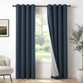 100% Blackout Linen Curtains 72 Inch Long 2 Panels Set (Jet | Navy Blue / 50"W x 72"L (Pack of 2))