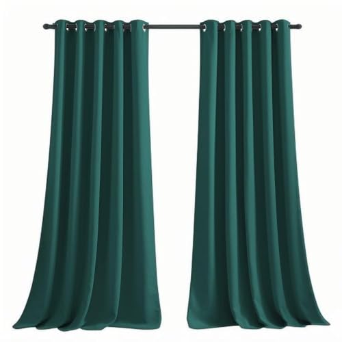 Christmas Curtain Panels Blackout Draperies Decoration (Hunter Green / 70"W x 95"L (Pack of 2))