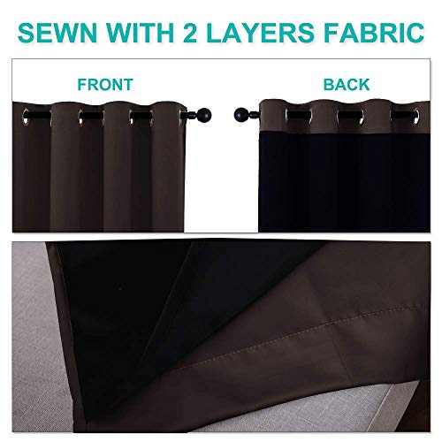 100% Blackout Window Curtain Panels (Brown / 62"W x 72"L (Pack of 2))