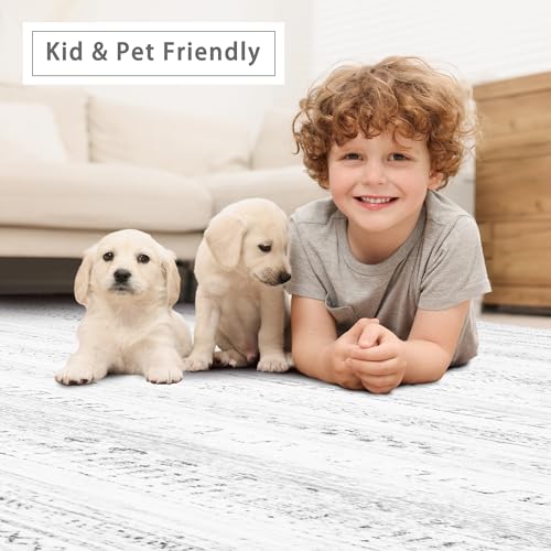 8x10 Washable Area Rugs for Living Room (8' x 10' (Rectangular) / Moroccan-gray-white)