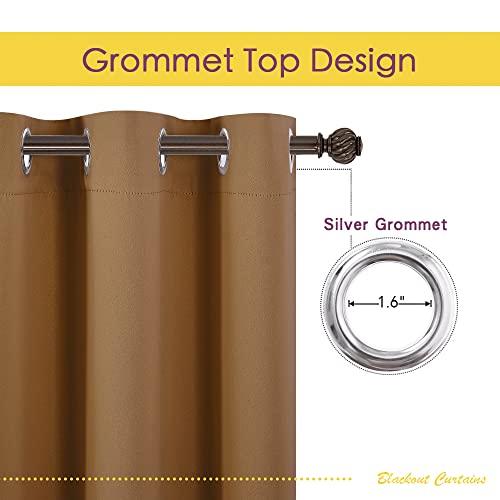 Blackout Curtain Panels for Bedroom (Gold Brown / 70"W x 95"L (Pack of 2))