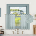 Short Linen Window Curtains 30 Inches Long 2 Panels 34 x 30 Inch (Greyish Blue / 34"W x 30"L (Pack of 2))