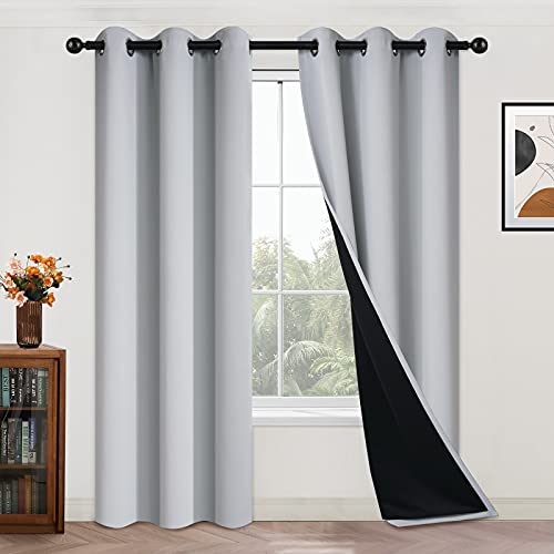 Light Grey 100% Blackout Curtains 84 Inches Long 42" Wide 2 Panel (42"W x 84"L (Pack of 2) / Light Grey)