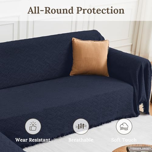 2 Piece Sectional Couch Cover for L Shape Sofa Midnight Blue XL (Midnight Blue / X-Large)