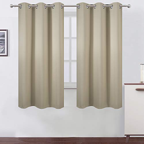 Beige Blackout Curtains 34 x 63 Inch Length (Beige / 34"W x 63"L (Pack of 2))
