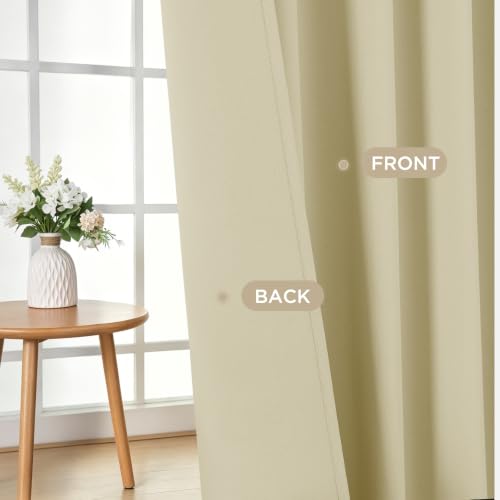 Blackout Curtains for Bedroom 84 inch Long 2 Panels (Beige / 52"W x 84"L (Pack of 2))