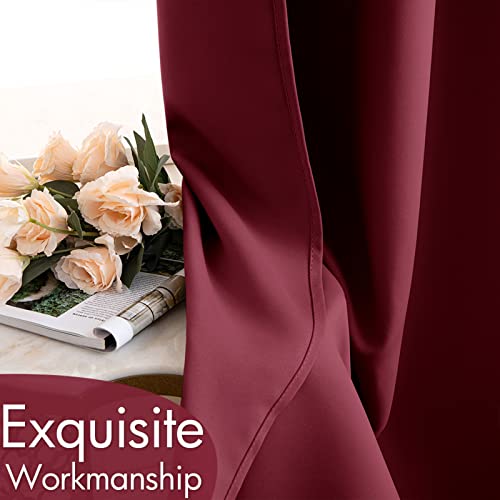 Wine Red Blackout Bedroom Curtains 63 Inch Long Light Blocking (Wine Red / 42"W x 63"L (Pack of 2))