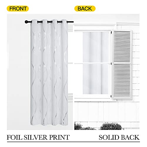 Greyish White Room Darkening Print Curtain Panels (1 - Greyish White / 52"W x 63"L (Pack of 2))