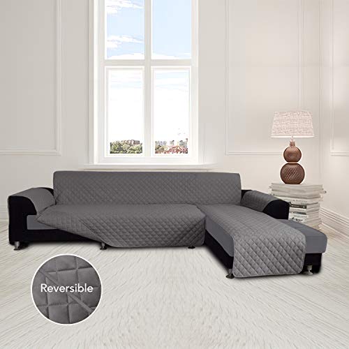 Reversible L Shape Sectional Couch Cover (Large / Gray/Gray)