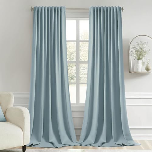 Slate Blue Back Tab Blackout Curtains 52x120 Inch Long 2 Panels Set (Slate Blue / 52"W x 120"L (Pack of 2))