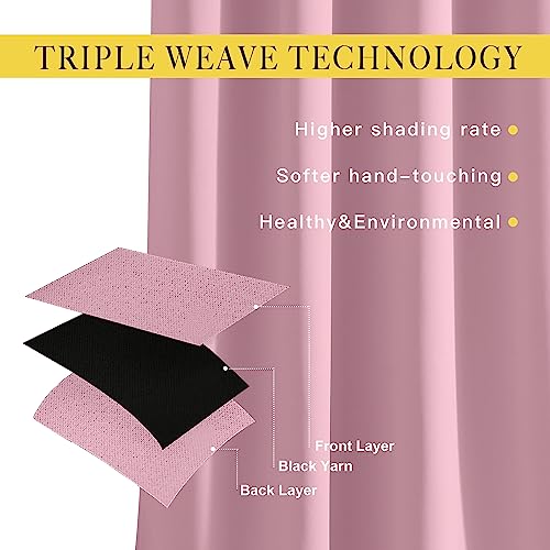 Bedroom Room Darkening Curtains (Crystal Pink / 52"W x 95"L (Pack of 2))