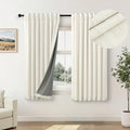 Short Blackout Curtains for Bedroom 45 Inch Length 2 Panels Faux Linen Cream Colored Cute Cottage Core Cafe Kitchen Bathroom Curtains for 42 Inch Small Window Heat Blocking Thermal Insulated Back Tab (Natural / 52"W x 45"L (Pack of 2))