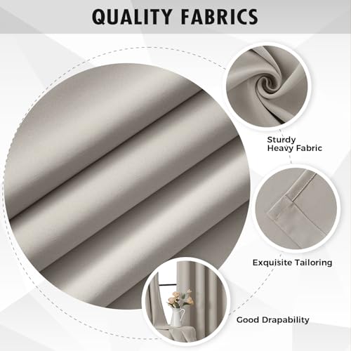Natural Blackout Bedroom Curtains Drapes 84 Inch Long 52"x84" (Natural / 52"W x 84"L (Pack of 2))